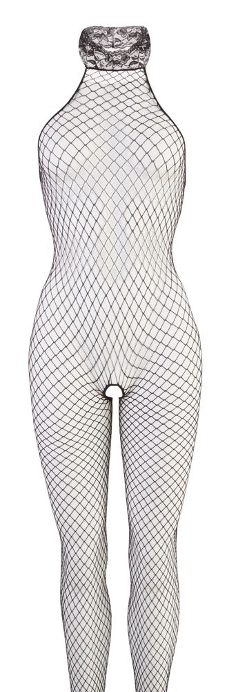 Stretch Net Catsuit med Blondekrave