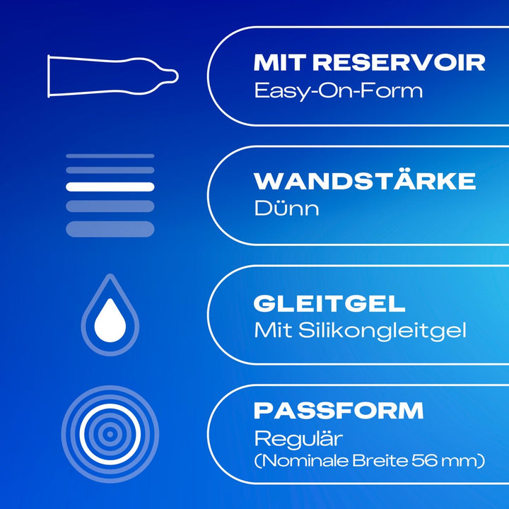 Tynde Durex kondomer med anatomisk Easy-On form og reservoir
