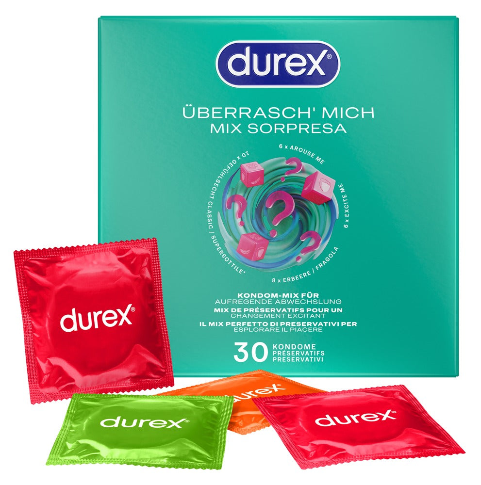 Durex Überrasch Mich kondommix med 30 kondomer i fire varianter
