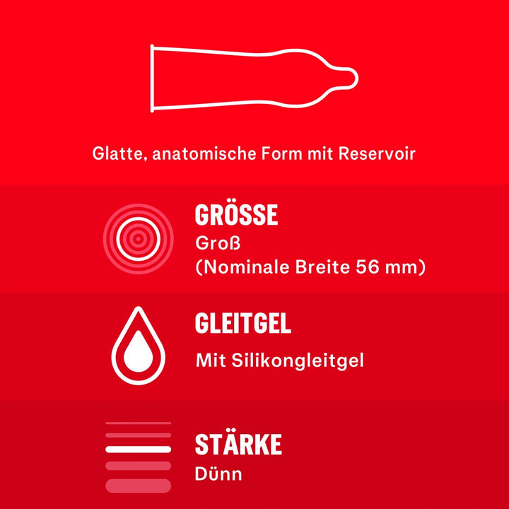 Durex kondommix med Gefühlsecht Classic, Strawberry, Arouse Me og Excite Me