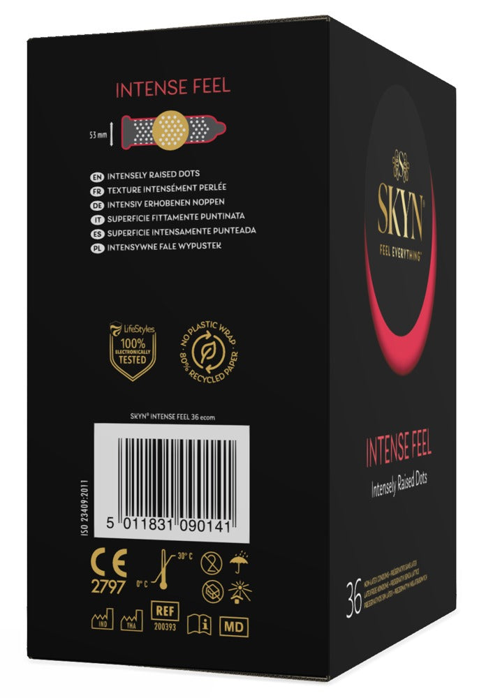SKYN Intense Feel kondomer med 53 mm nominalbredde og reservoir