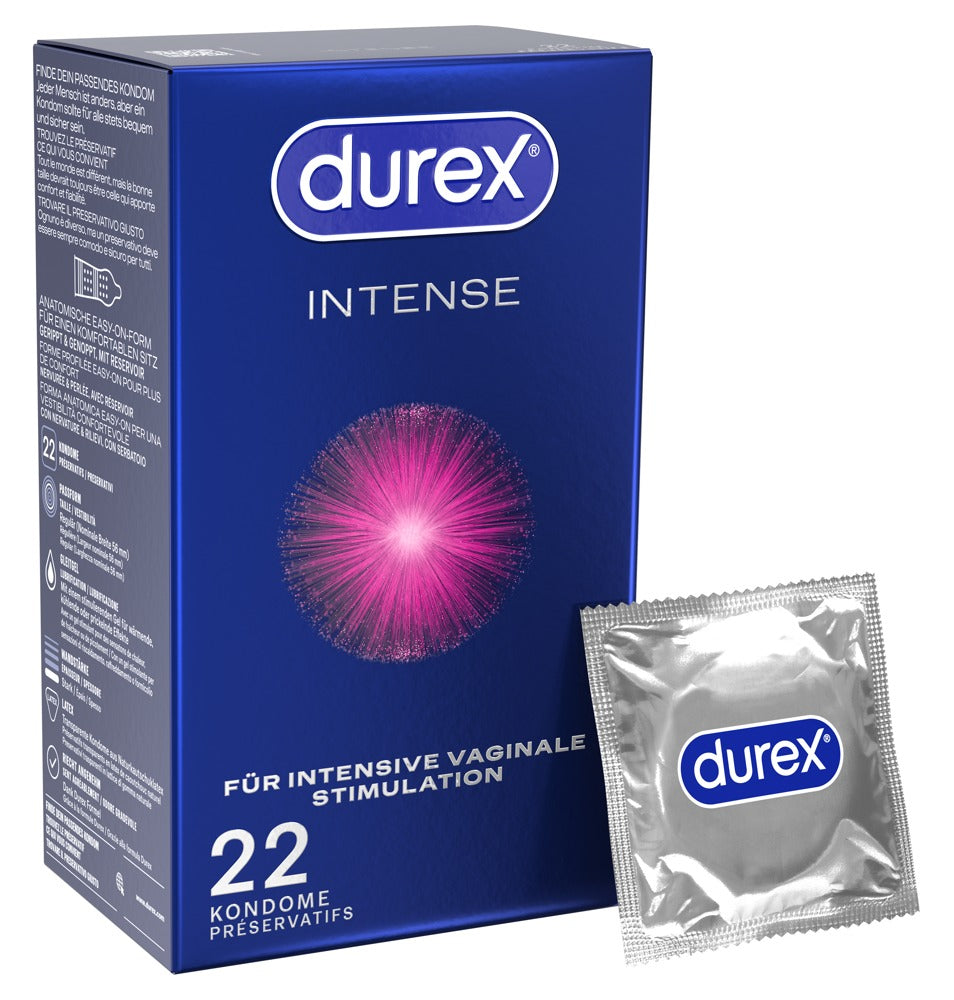 Durex Intense Orgasmic kondomer med riller, prikker og Desirex gel