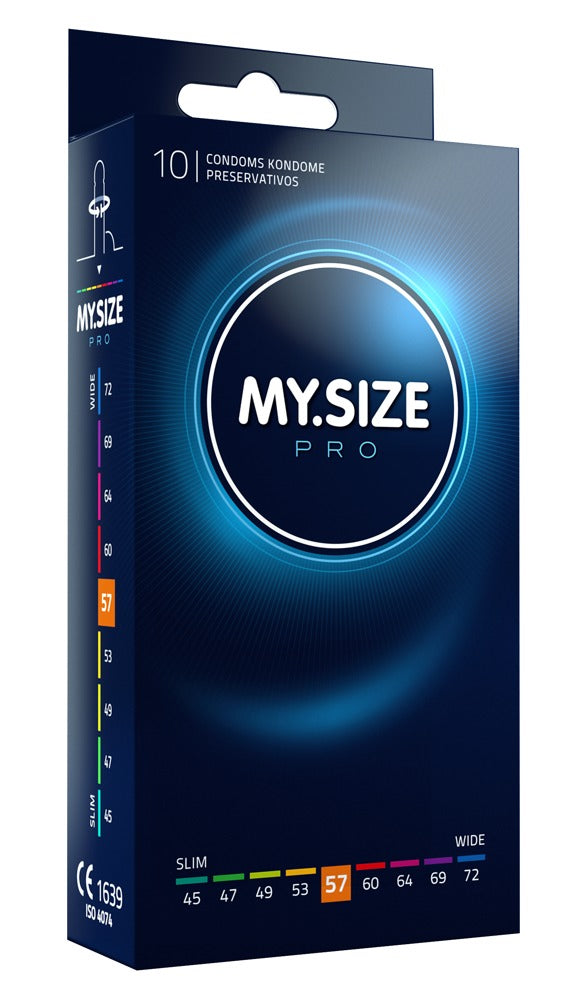 MY.SIZE pro 57 mm ekstra tynde kondomer i transparent Vytex-latex