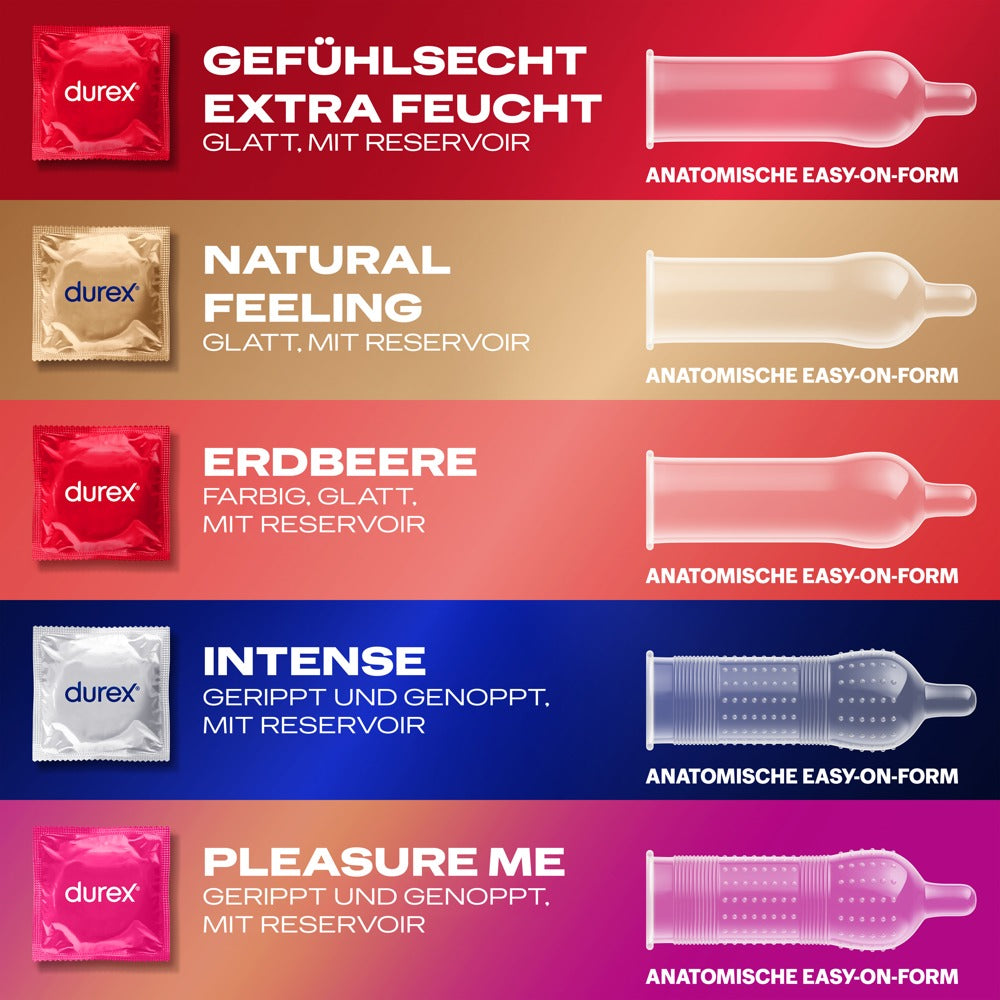 Durex Love Mix kondommix med ultratynde, ekstra smurte og teksturerede kondomer