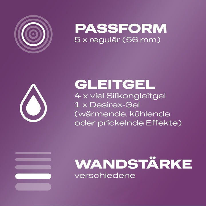 Durex Love Mix med rillede og prikkede kondomer med Desirex gel