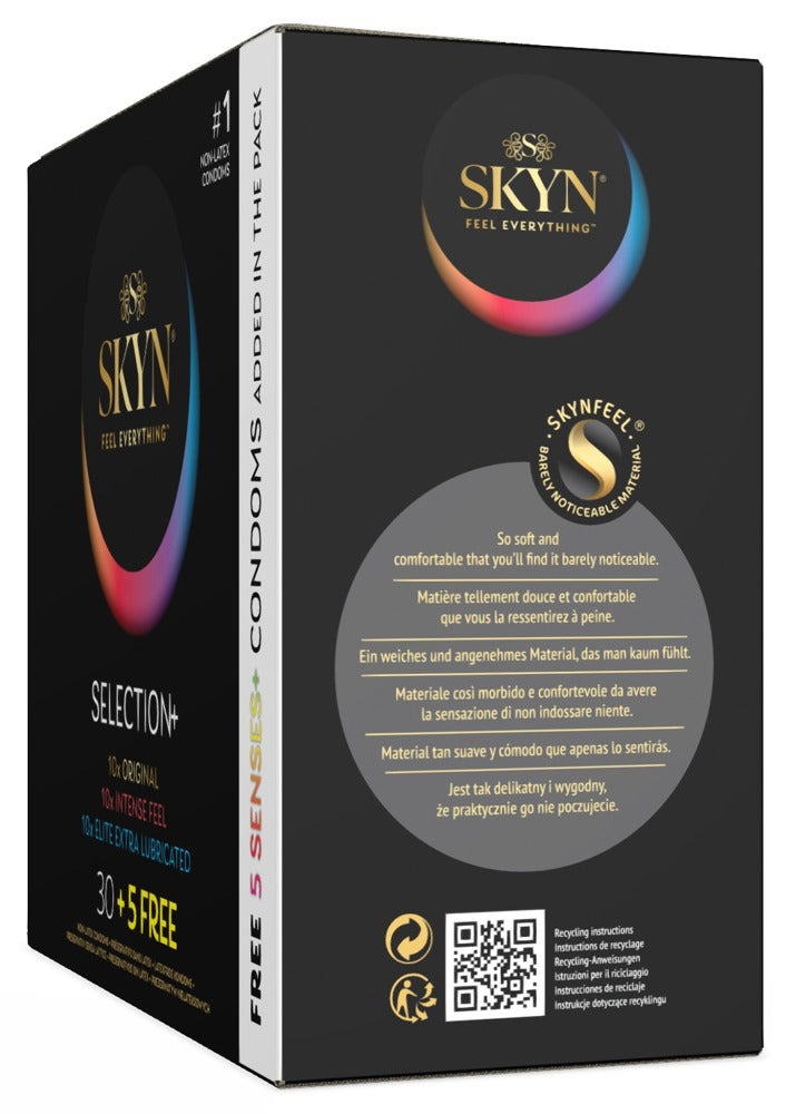 SKYN Selection+ kondommix med Original, Elite, Intense Feel og specialvarianter