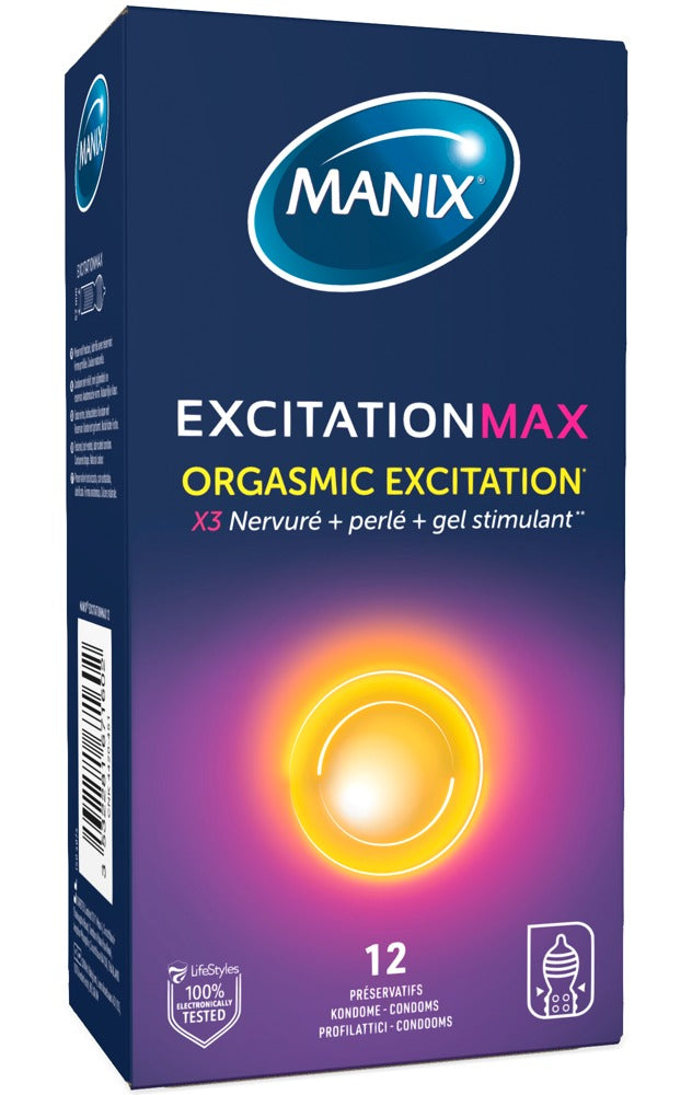 MANIX Excitation Max – Stimulerende Latexkondomer (12 stk.)