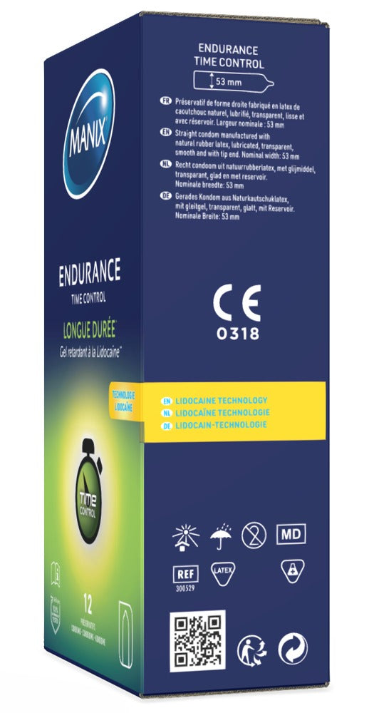 MANIX Endurance Time Control – Delay Latexkondomer (12 stk.)