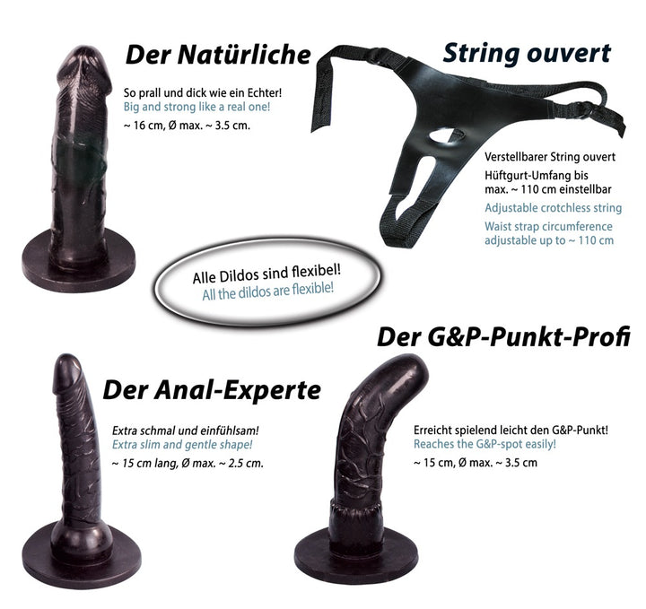 3-Piece Strap-On Set – One Harness, Three Fantasies