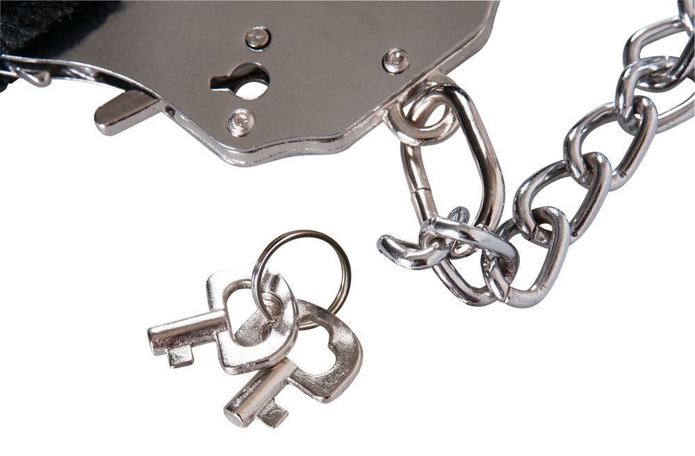 Bondagehåndjern i metal med aftagelig sort plys