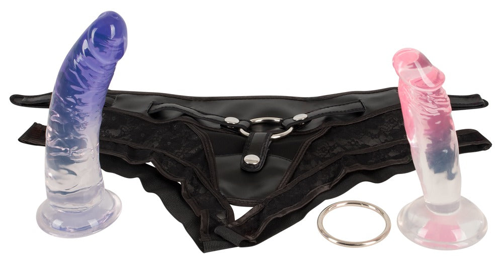 You2Toys Playgirls Strap-On Kit – blonde-harness med 2 dildoer og udskiftelige ringe