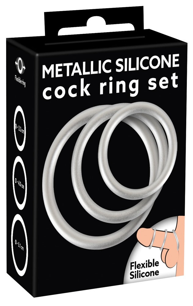 3-delt Silikone Ring Sæt – Metal Look & Fleksibel Støtte