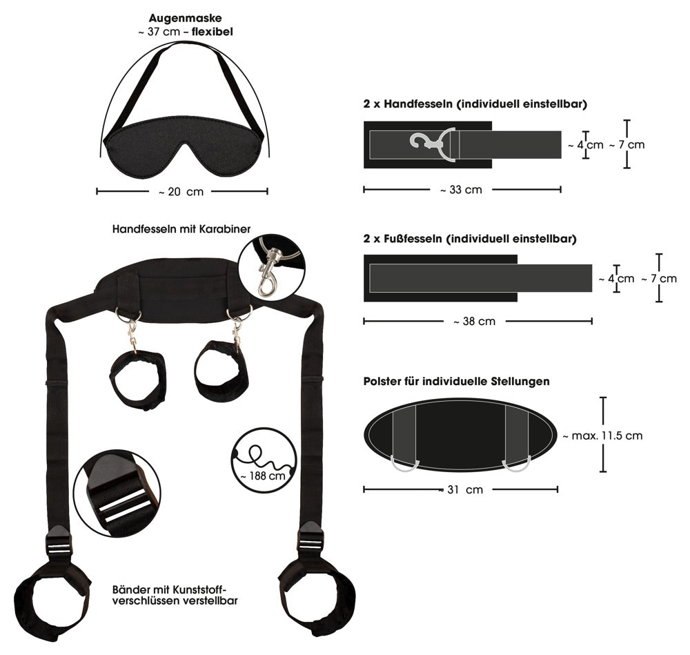 Fuldkrops Fikseringssæt med Hals-, Hånd- & Fodmanchetter