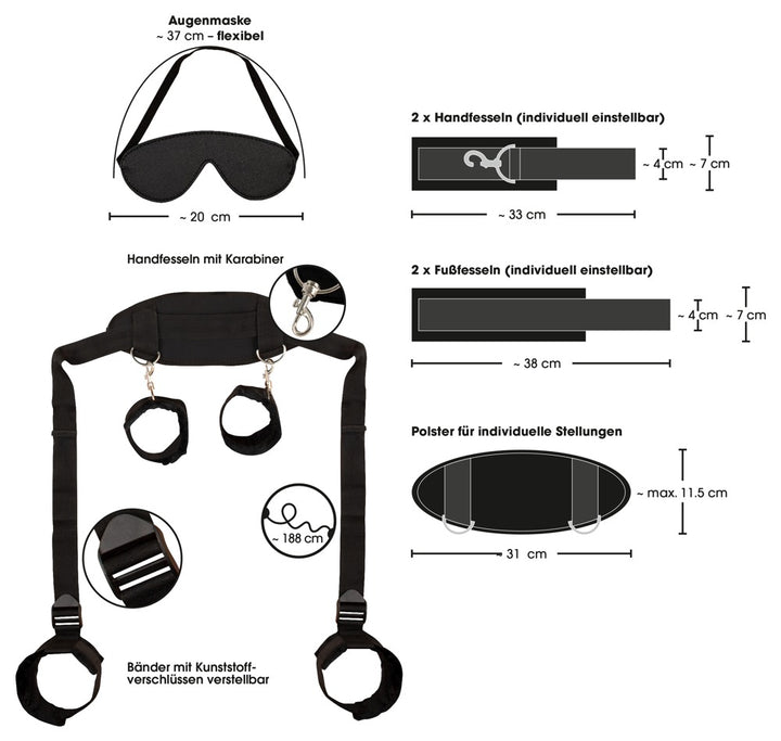 Fuldkrops Fikseringssæt med Hals-, Hånd- & Fodmanchetter
