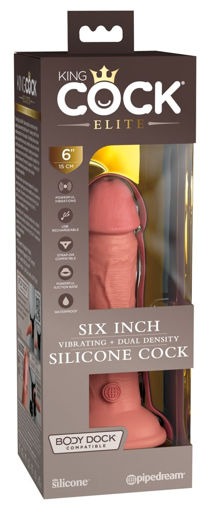 King Cock Elite 6" Vibrating Dual Density Silicone
