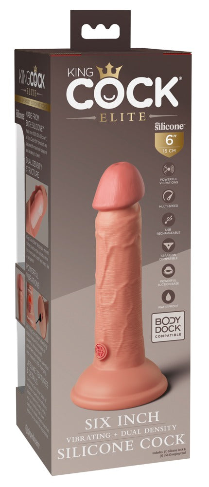 King Cock Elite 6" Vibrating Dual Density Silicone