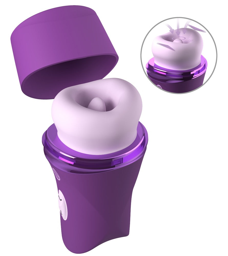 Fantasy For Her Lush Kiss Plush klitorisstimulator med bløde silikone-læber og bevægelig tunge