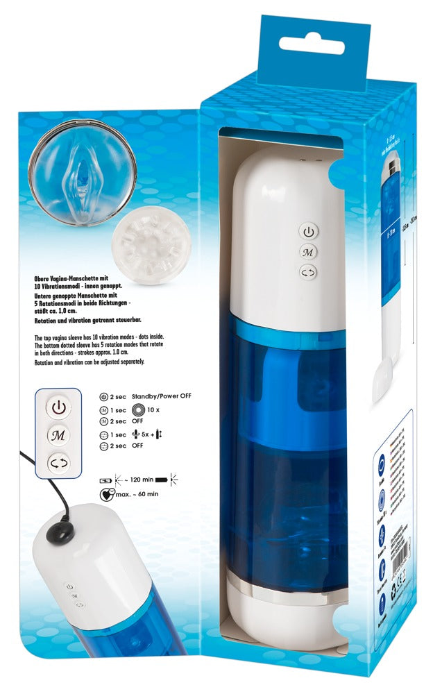 Rechargeable 3 Function Masturbator – Rotation, Bevægelse &amp; Vibration