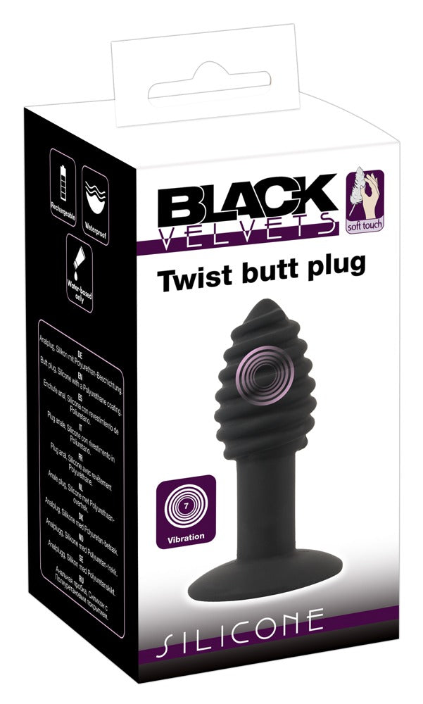 Black Velvets Twist Vibro Butt Plug – 7 Modes, Grooved Texture & Waterproof