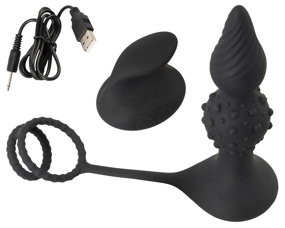 Rebel RC Vibro Butt Plug with Cock & Ball Rings