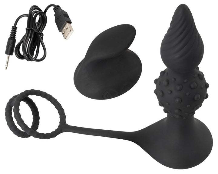 Rebel RC Vibro Butt Plug with Cock & Ball Rings