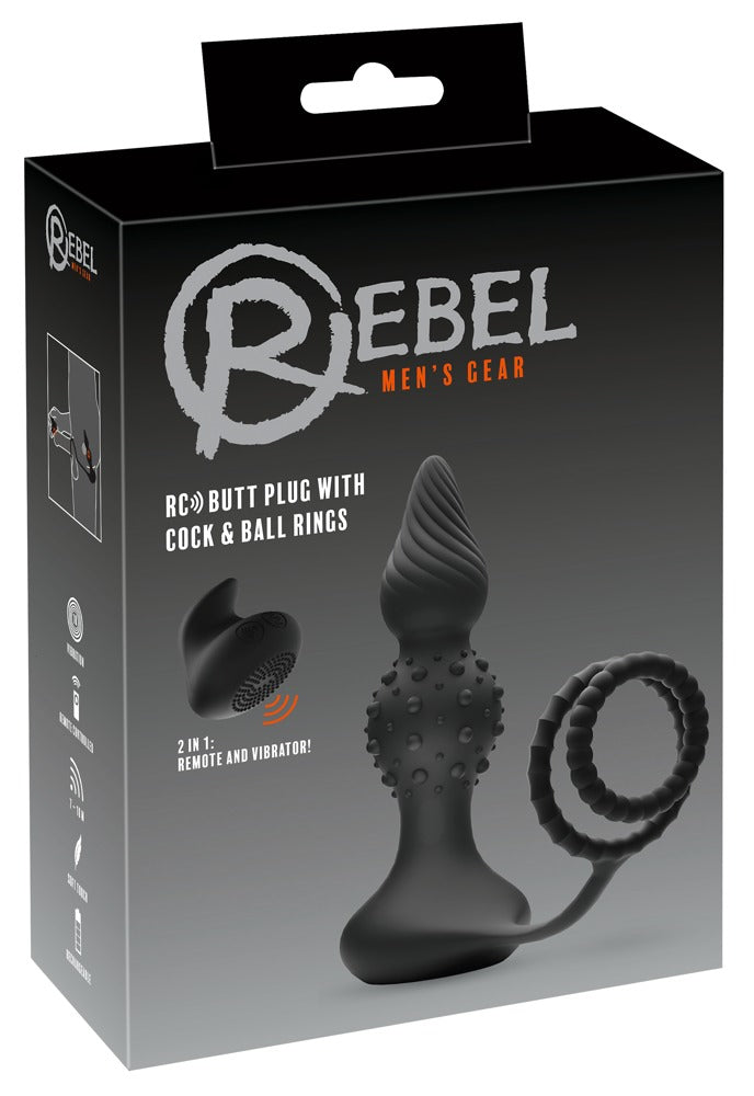 Rebel RC Vibro Butt Plug with Cock & Ball Rings