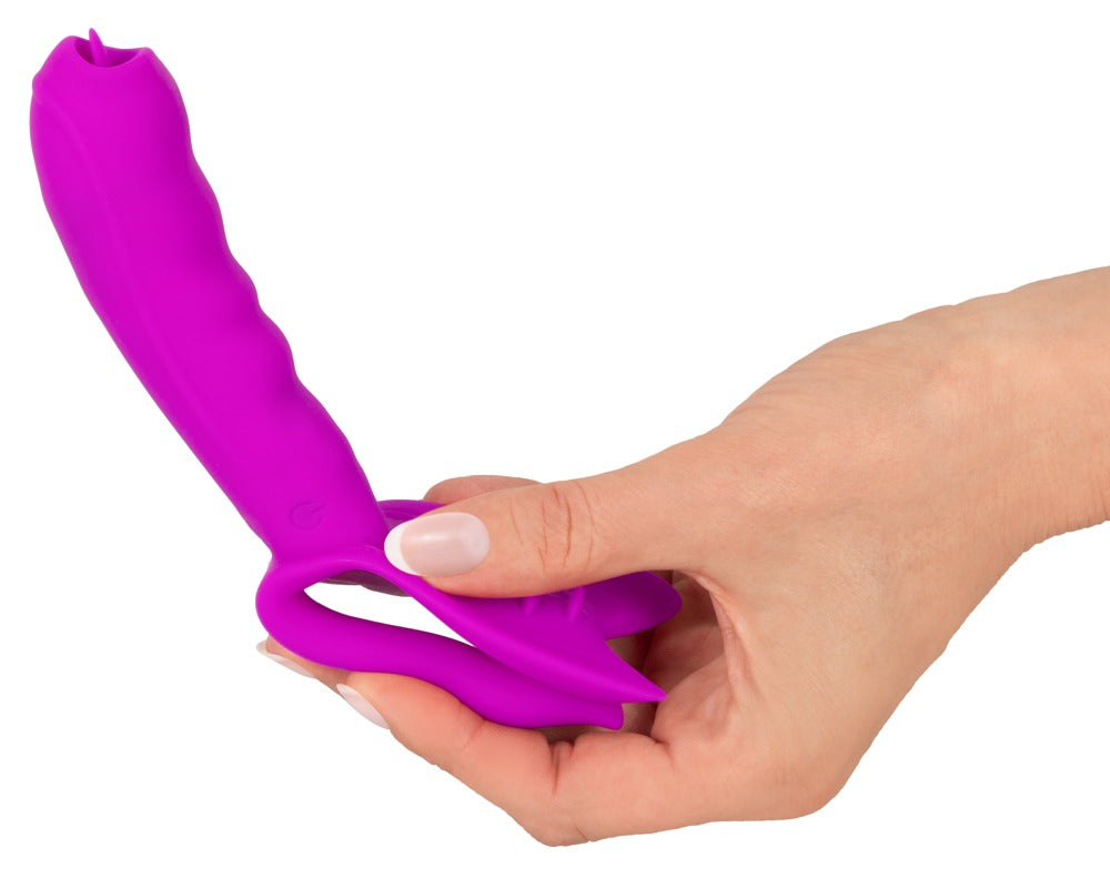 Javida panty vibe med klitorisstimulator, analstimulator og ribbet vaginalt skaft