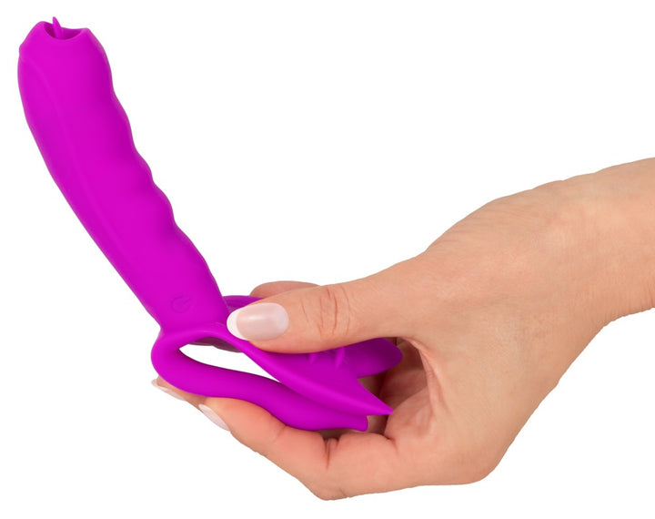Javida panty vibe med klitorisstimulator, analstimulator og ribbet vaginalt skaft