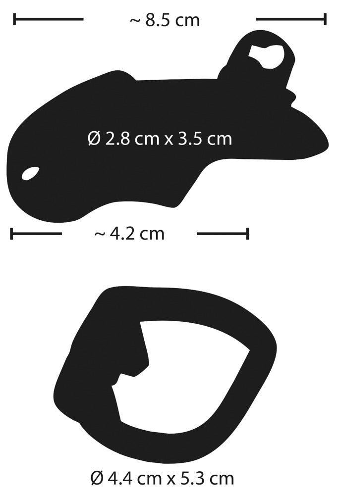 Fetish Collection Chastity Cage Short – cock cage i poleret metal med integreret lås