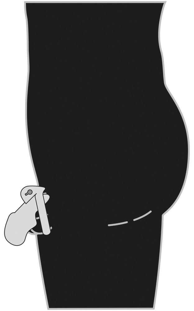 Fetish Collection Chastity Cage Short – cock cage i poleret metal med integreret lås