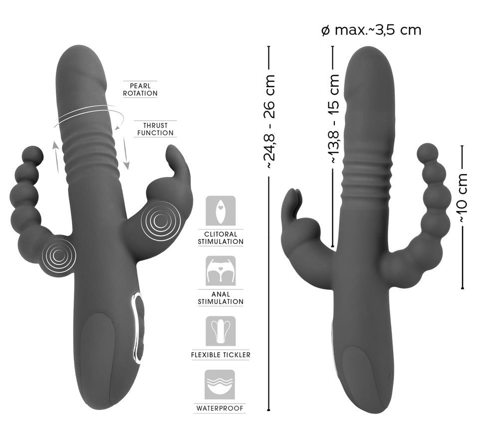 Vandtæt Sweet Smile Thrusting Pearl Triple Vibrator med USB-opladning