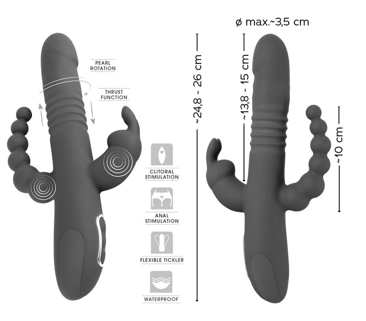Vandtæt Sweet Smile Thrusting Pearl Triple Vibrator med USB-opladning