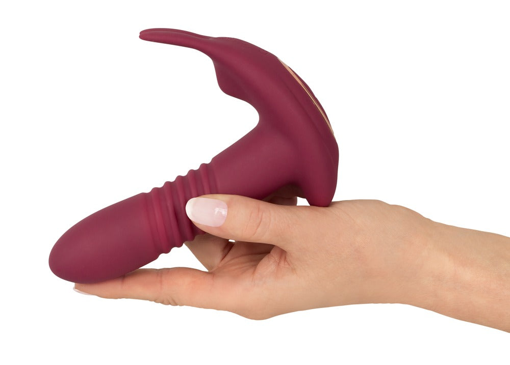 Hands-free vibrator med thrusting, roterende massageperler og klitorisstimulator