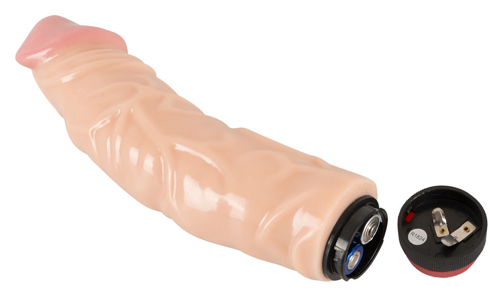 Realistisk vibrator med drejekontrol og markerede årer