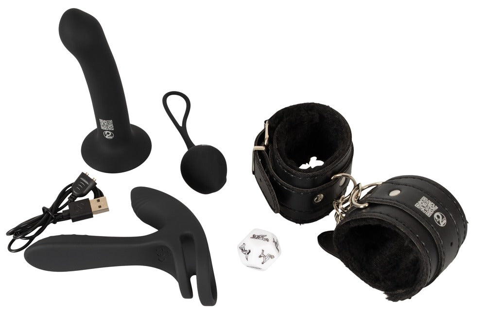 Magic Shiver Couple’s Love Toy Starter Set Together – 5‑Piece Beginner’s Kit with Vibrator, Dildo, Love Balls, Handcuffs & Sex Dice - EternaNordic