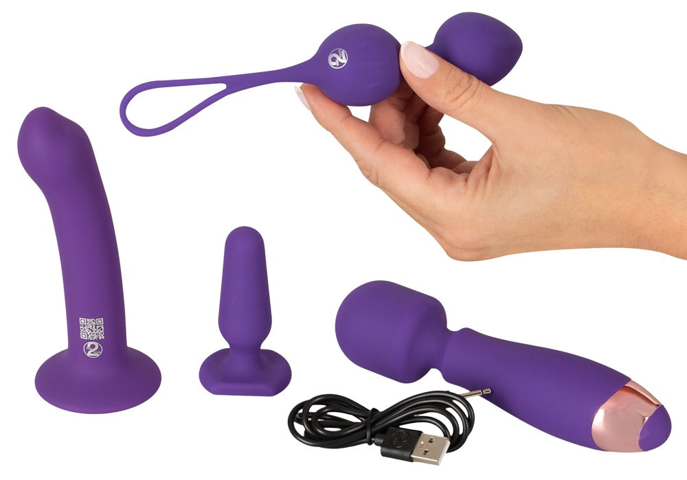 Magic Shiver Women Love Toy Starter Set Feminine – 4‑Piece Beginner’s Kit with Wand, Butt Plug, Love Balls & Dildo