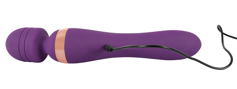 Buet massage wand vibrator med to brugbare ender, USB-kabel og silikoneoverflade