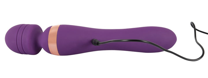 Buet massage wand vibrator med to brugbare ender, USB-kabel og silikoneoverflade