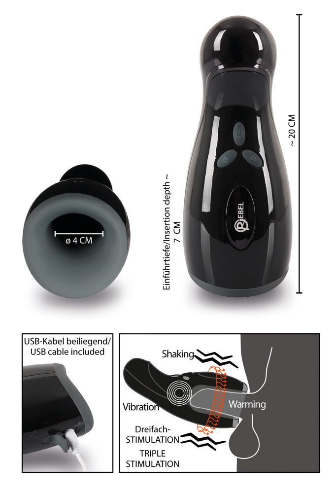 Rebel Automatisk Masturbator – varme, vibration og op-og-ned bevægelse