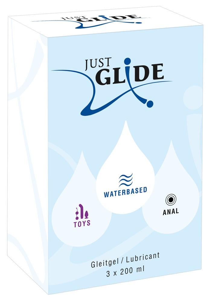 Just Glide Lubricant Set – 3-Pak Vandbaseret Glidemiddel (600 ml)