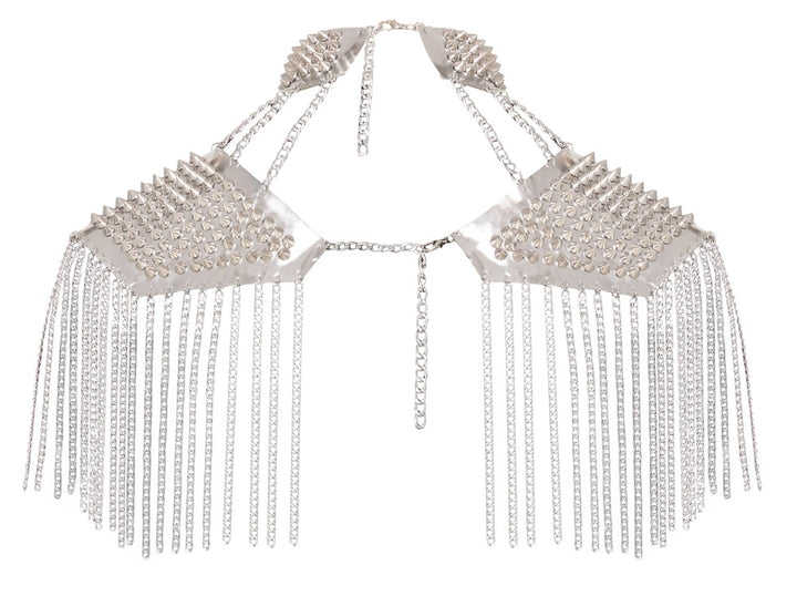 Bad Kitty Spiked Body Collar – sølvfarvet body jewellery med kæder og spikes