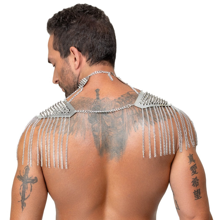 Bad Kitty Spiked Body Collar – sølvfarvet body jewellery med kæder og spikes