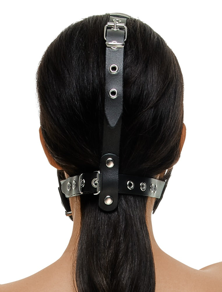 Læder Head Strap Harness – 2-i-1 Gag & Dildo