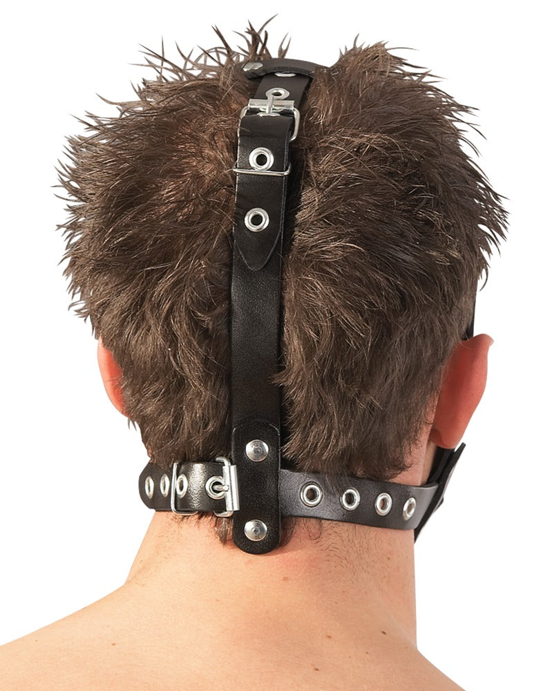 Læder Head Strap Harness – 2-i-1 Gag & Dildo