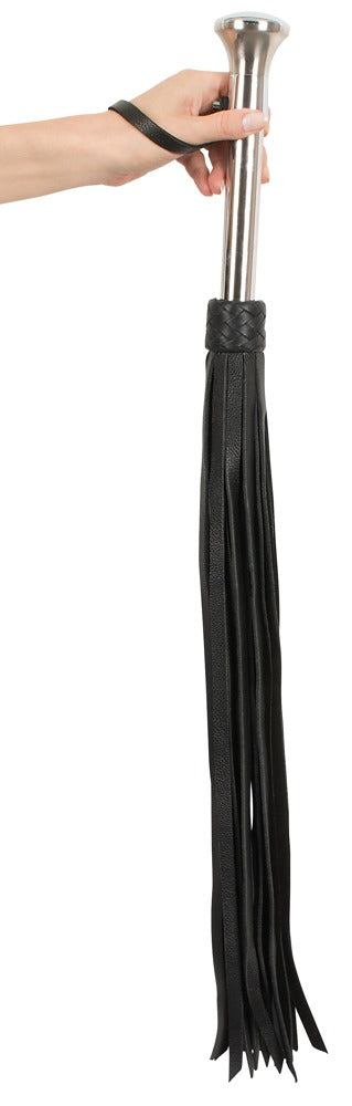 Leather Flogger med Stålgreb – Eksklusiv 73 cm
