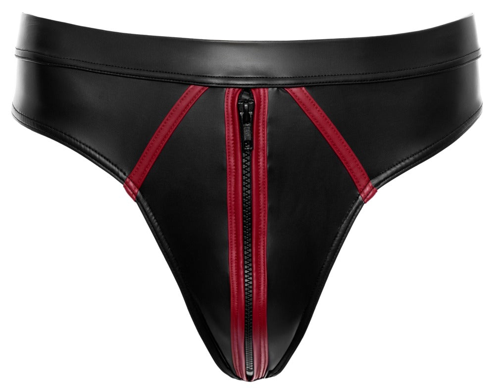 Wetlook Thong med Lynlås & Røde Detaljer - EternaNordic