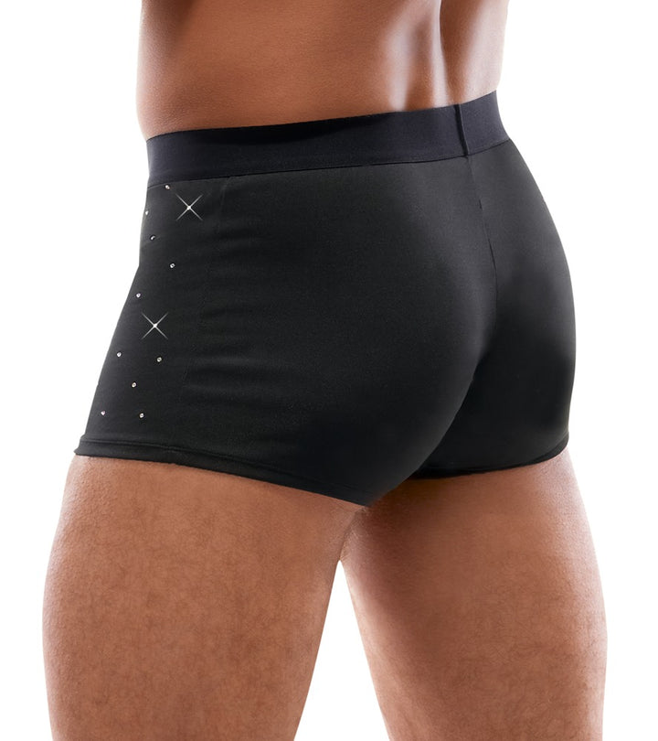 Black Rhinestone Microfibre Pants