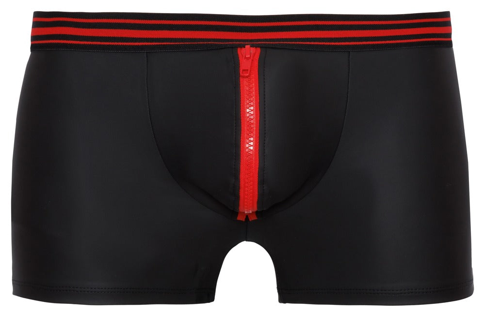 Matte Black Boxershorts med Rød Lynlås