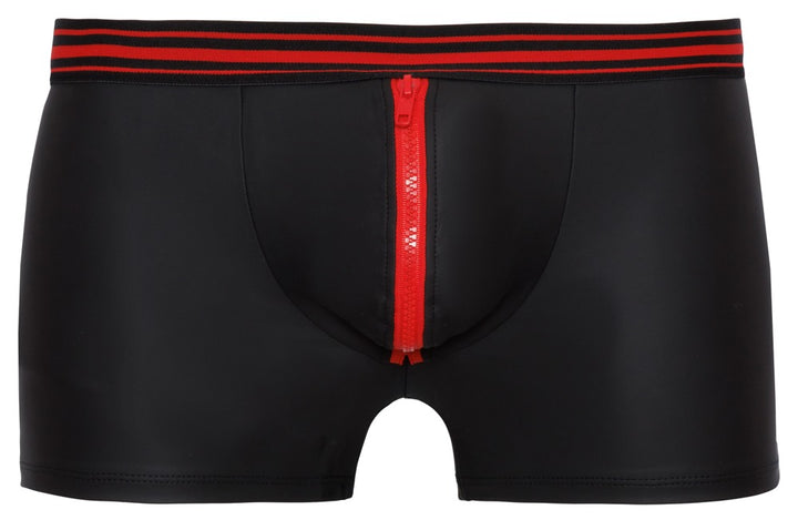 Matte Black Boxershorts med Rød Lynlås
