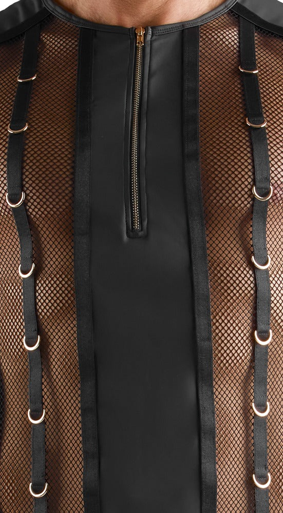 Ærmeløs Netshirt i Wetlook med Lynlås - EternaNordic